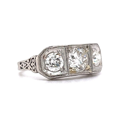 Vintage 1920's Three Stone Diamond Ring in Platinum