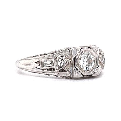 .27 European Diamond Engagement Ring in 18K White Gold