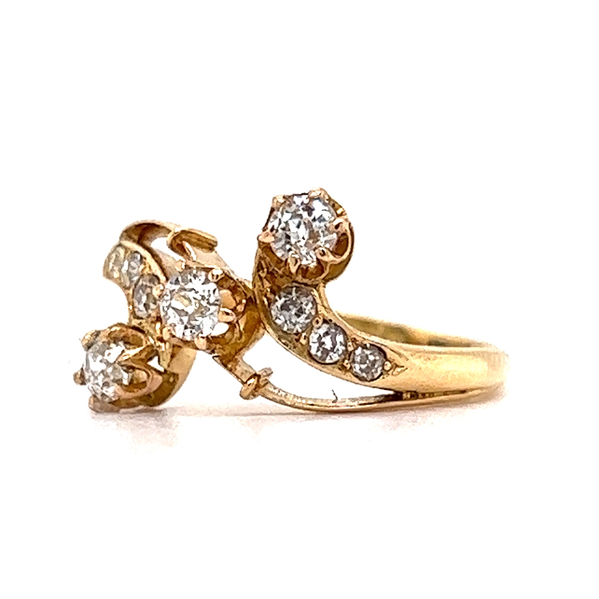 .33 Old European Three Stone Diamond Ring in 18K Yellow Gold