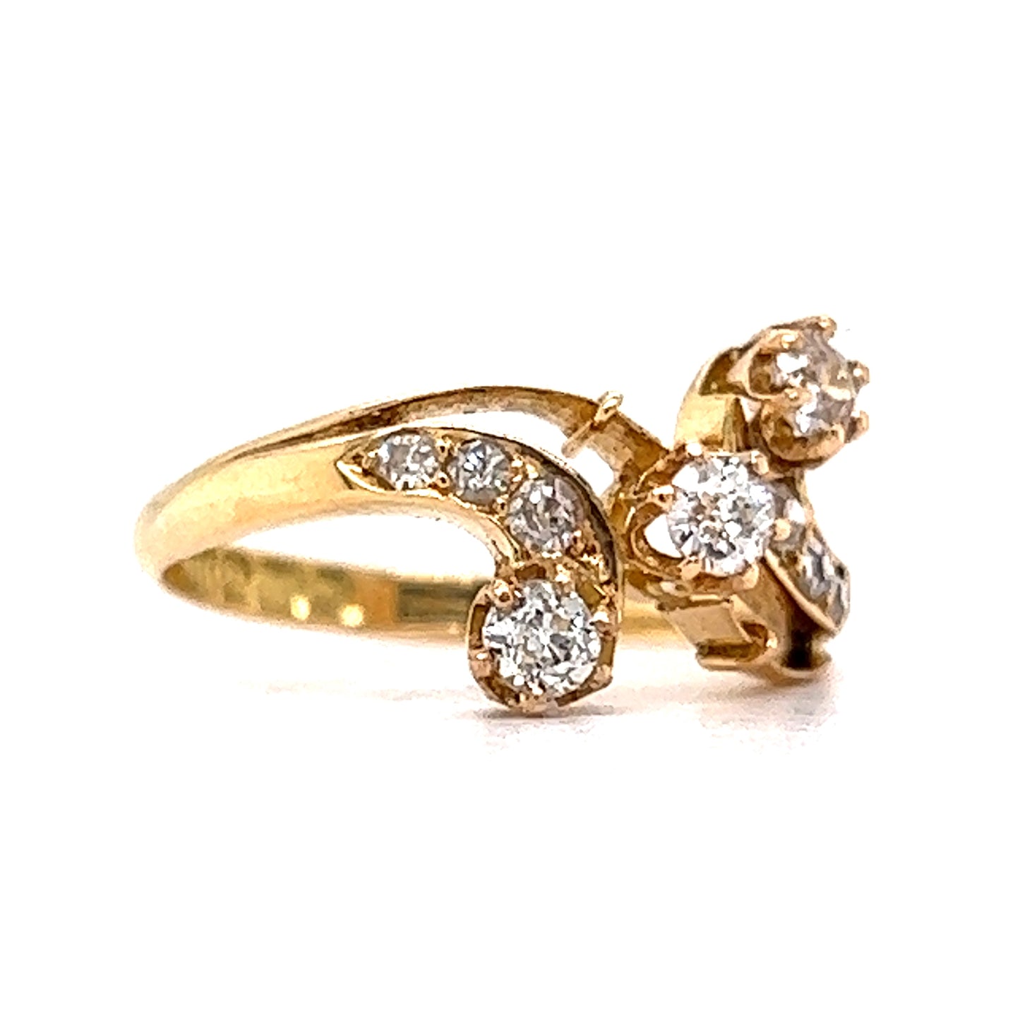 .33 Old European Three Stone Diamond Ring in 18k Yellow Gold