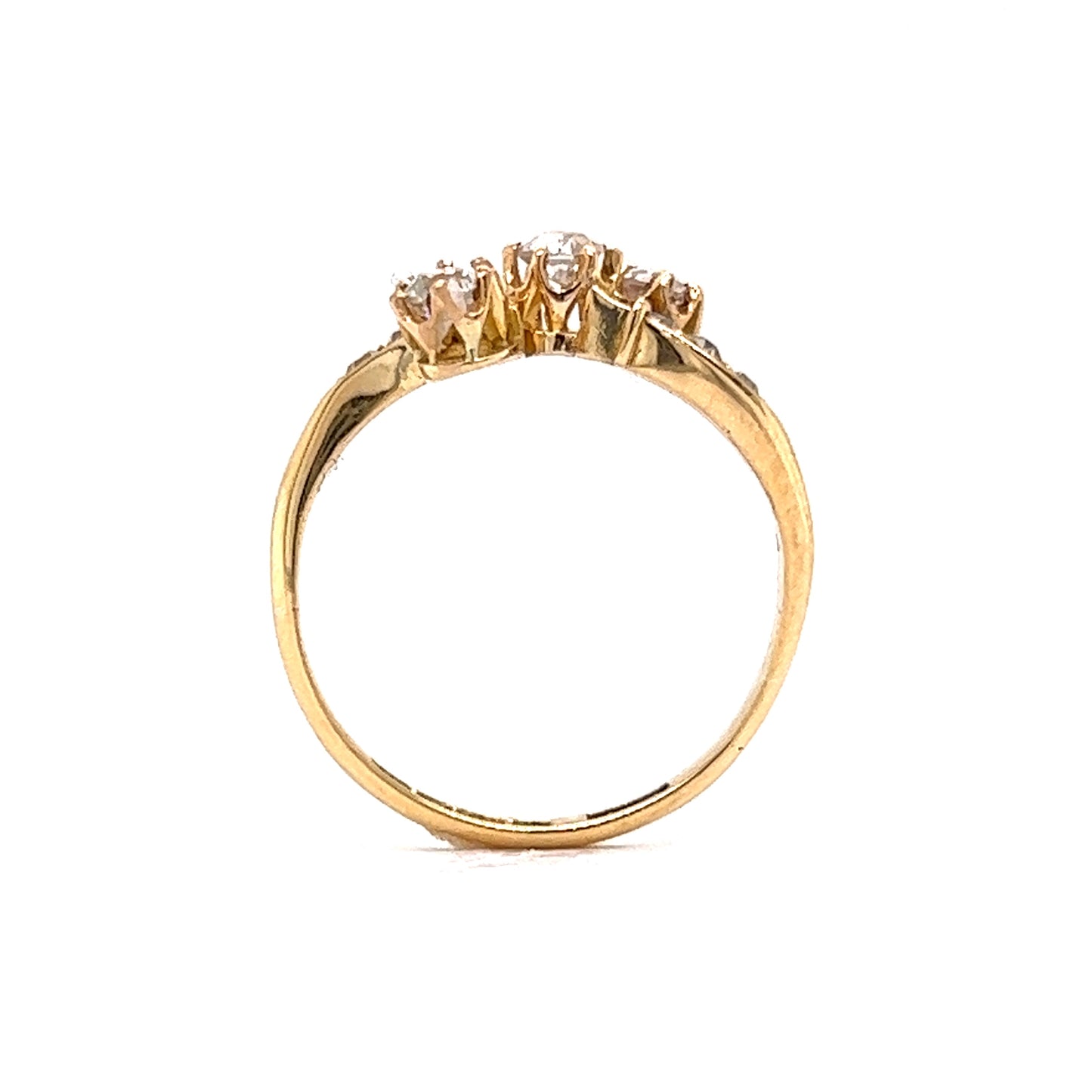 .33 Old European Three Stone Diamond Ring in 18k Yellow Gold