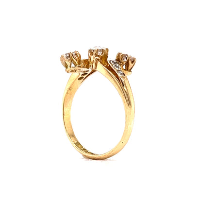 .33 Old European Three Stone Diamond Ring in 18k Yellow Gold