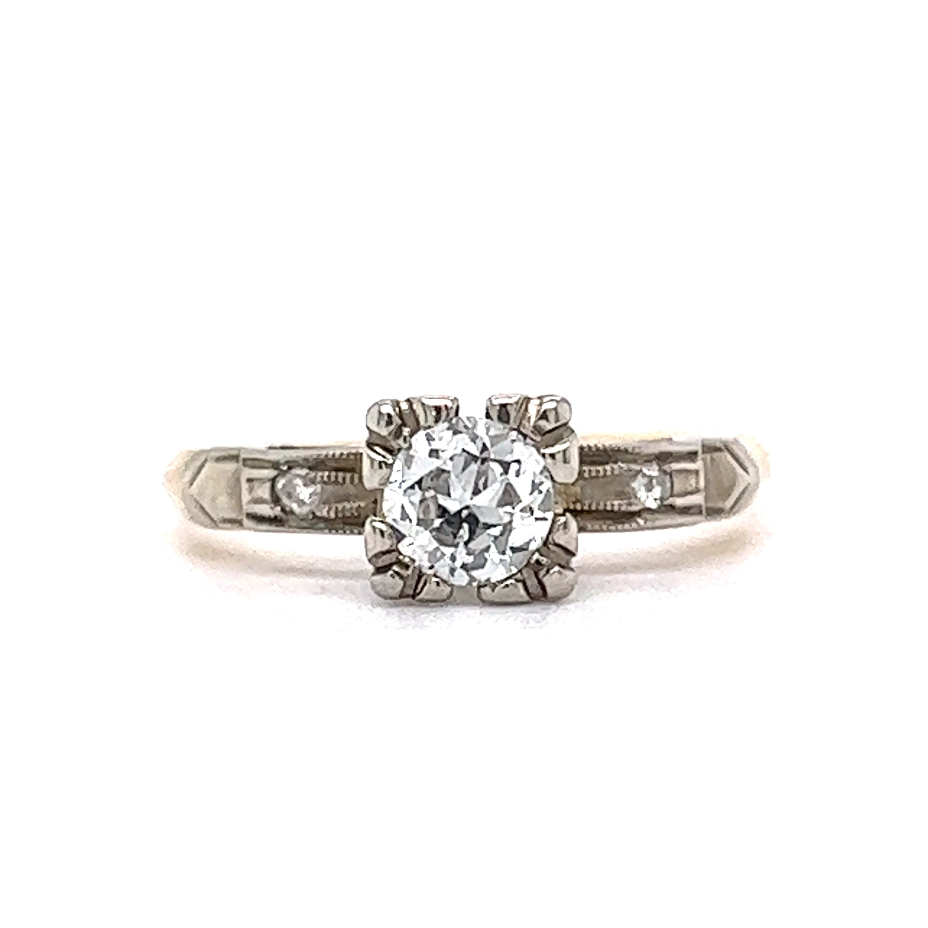 Retro .36 Transitional Cut Diamond Engagement Ring in 14k Yellow