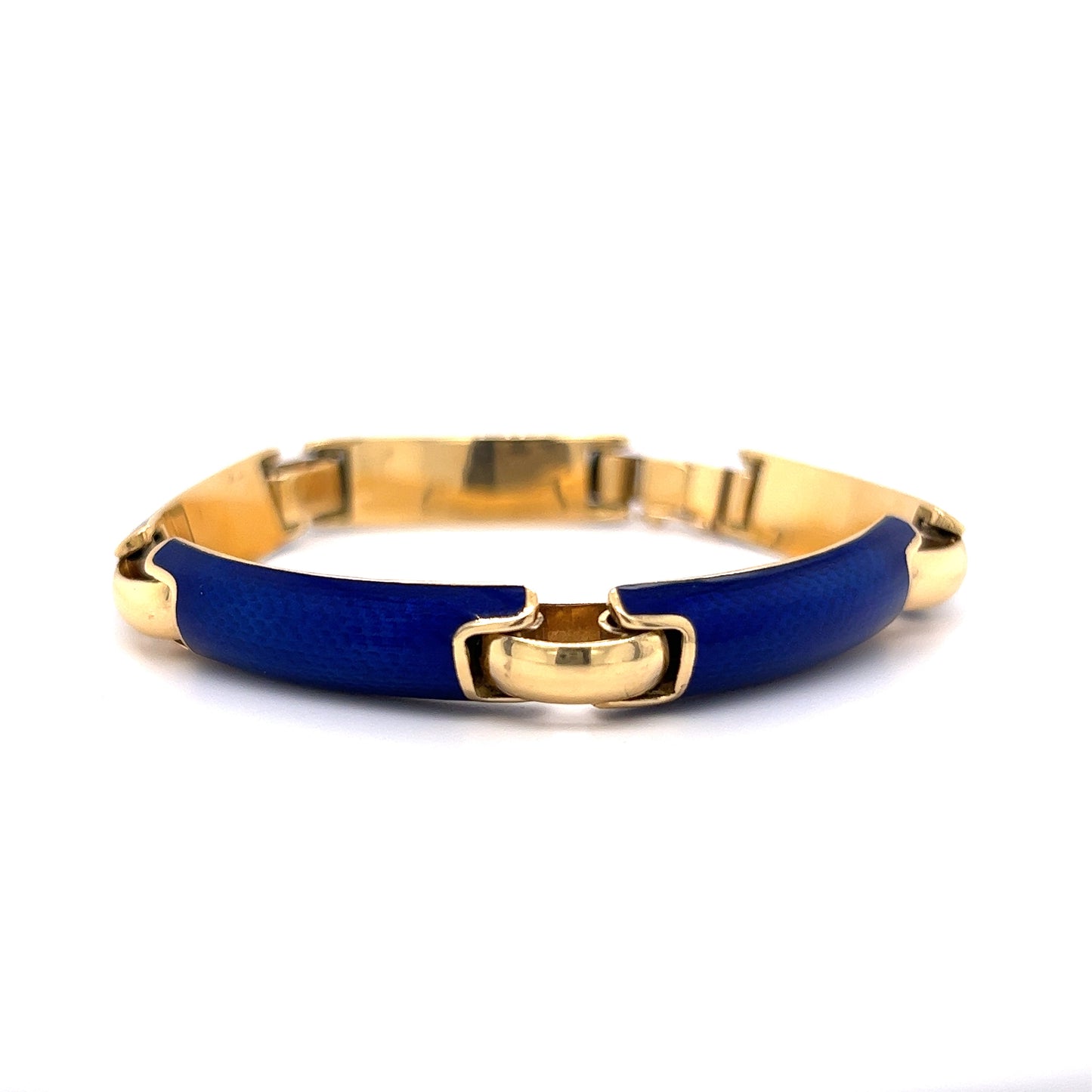 Blue Enamel Link Bracelet in 18k Yellow Gold