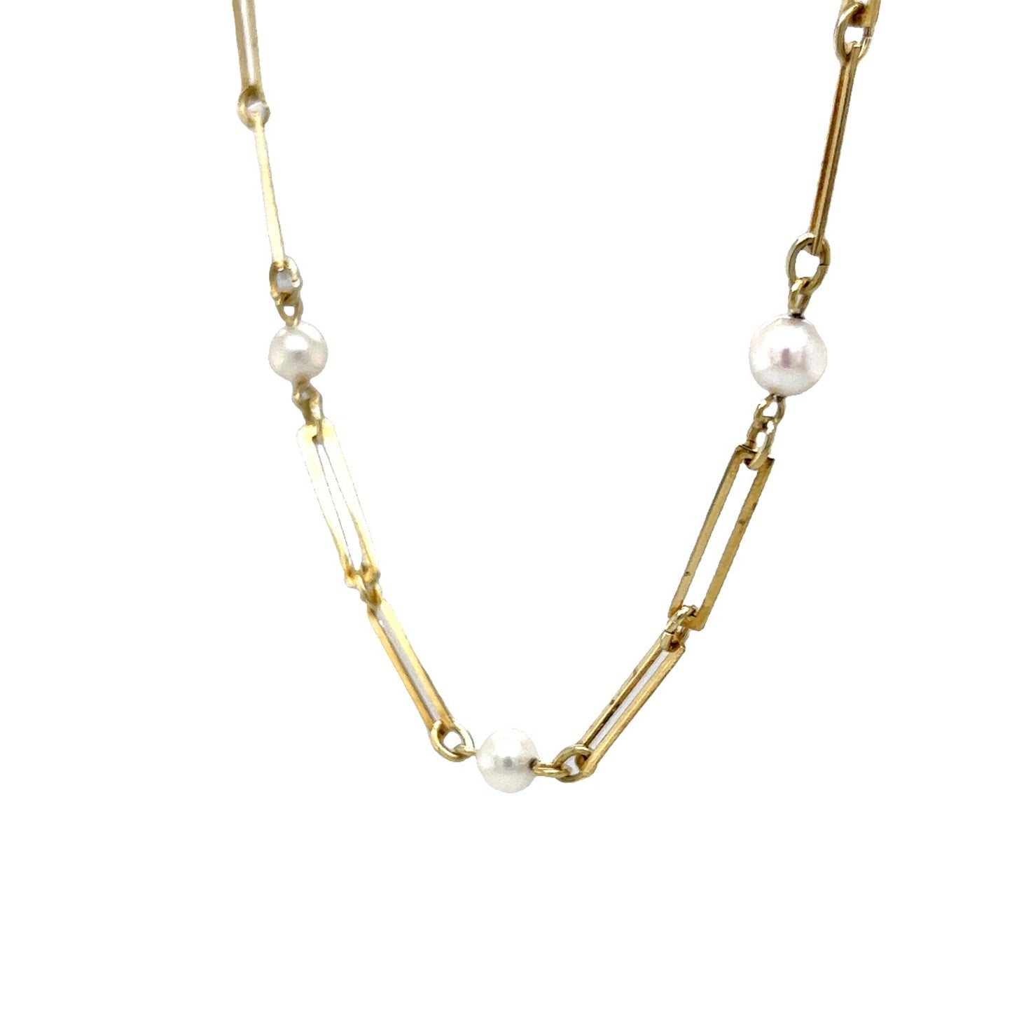 24 Inch Pearl Necklace in 14k Yellow Gold