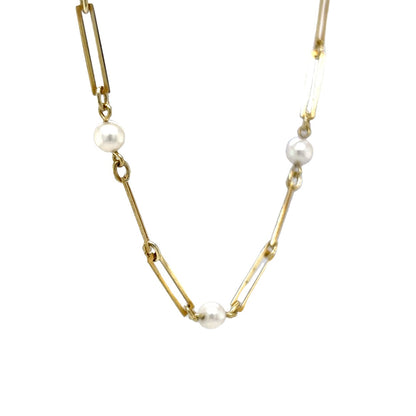 24 Inch Pearl Necklace in 14k Yellow Gold