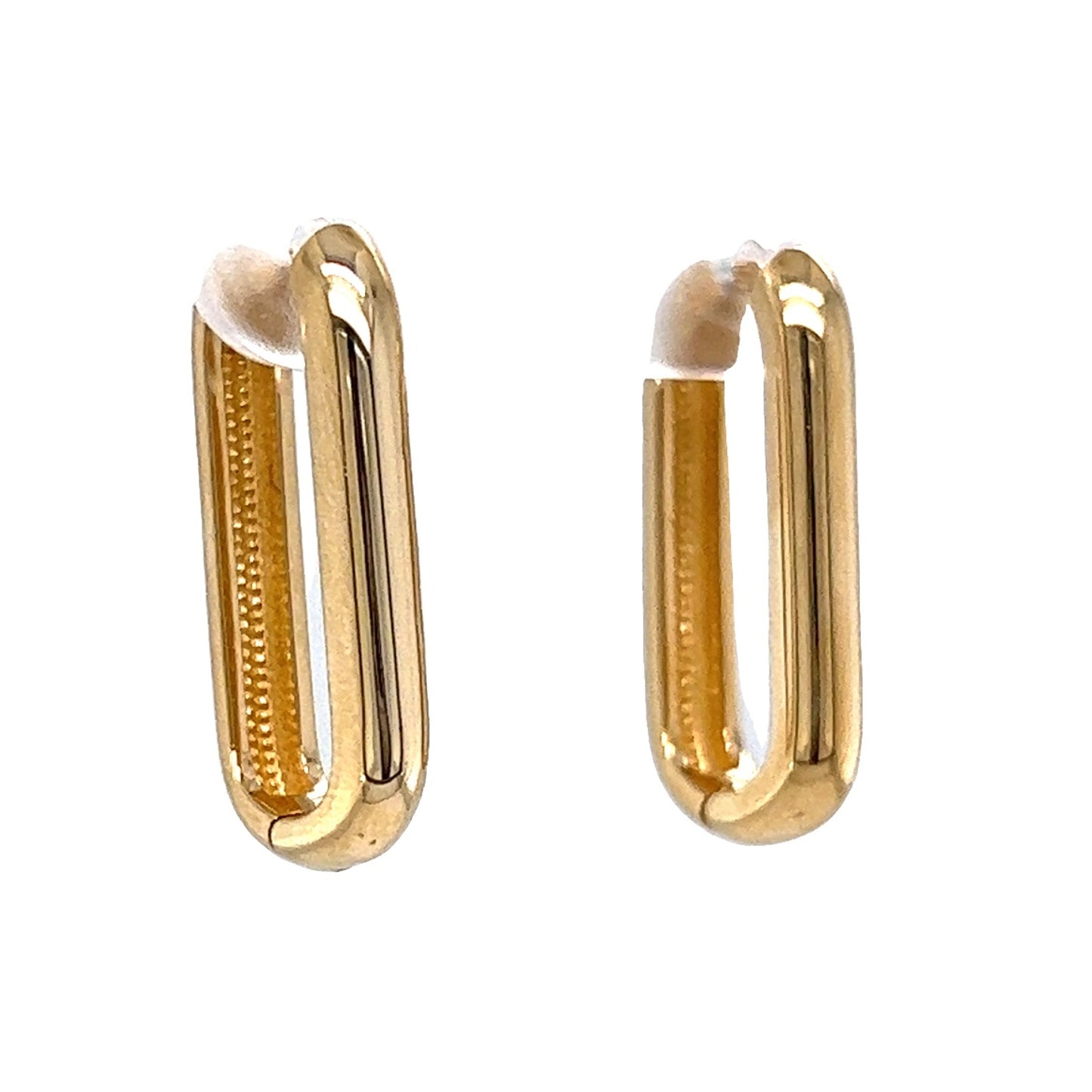 Oblong Hoop Earrings in 14k Yellow Gold