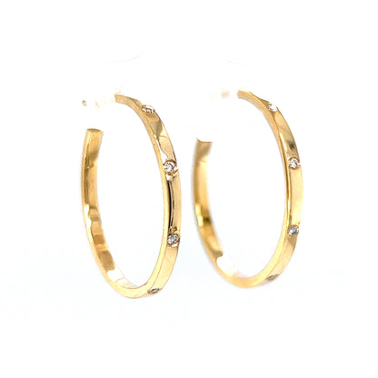 .08 Diamond Hoop Earrings in 14k Yellow Gold