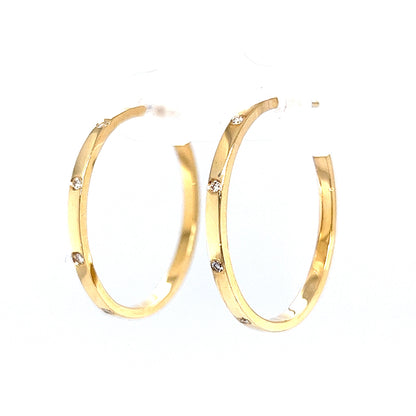 .08 Diamond Hoop Earrings in 14k Yellow Gold