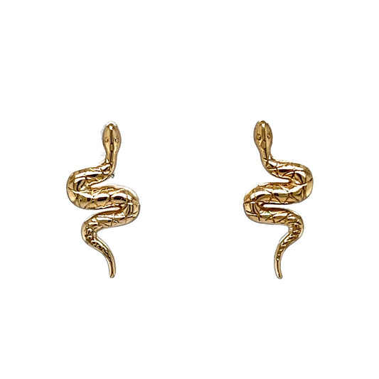 Snake Stud Earrings in 14k Yellow Gold