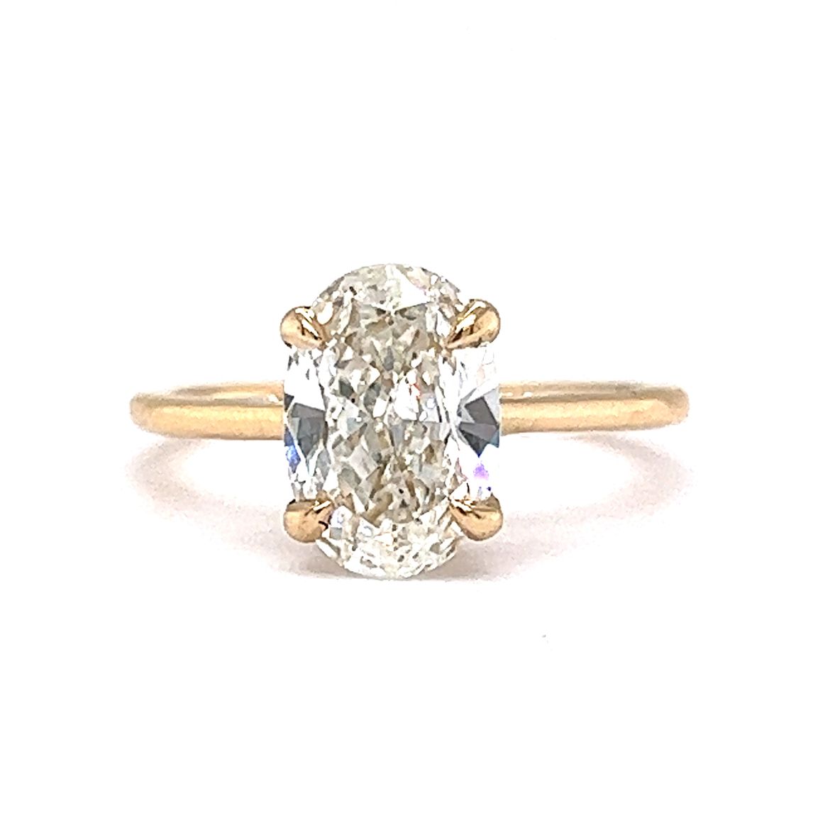 1.62 Oval Diamond Solitaire Engagement Ring in 14k Yellow GoldComposition: 14 Karat Yellow Gold Ring Size: 5.5 Total Diamond Weight: 1.62ct Total Gram Weight: 2.30 g Inscription: 14k
      