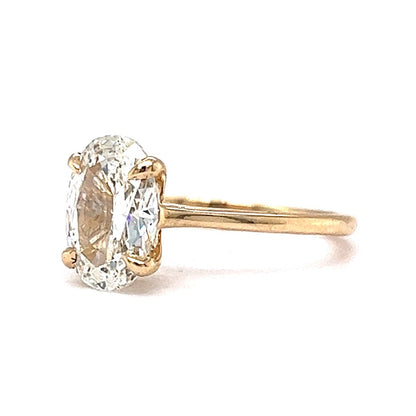 1.62 Oval Diamond Solitaire Engagement Ring in 14k Yellow Gold