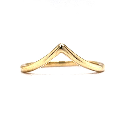 Thin V Shaped Wedding Band in 14k Yellow Gold