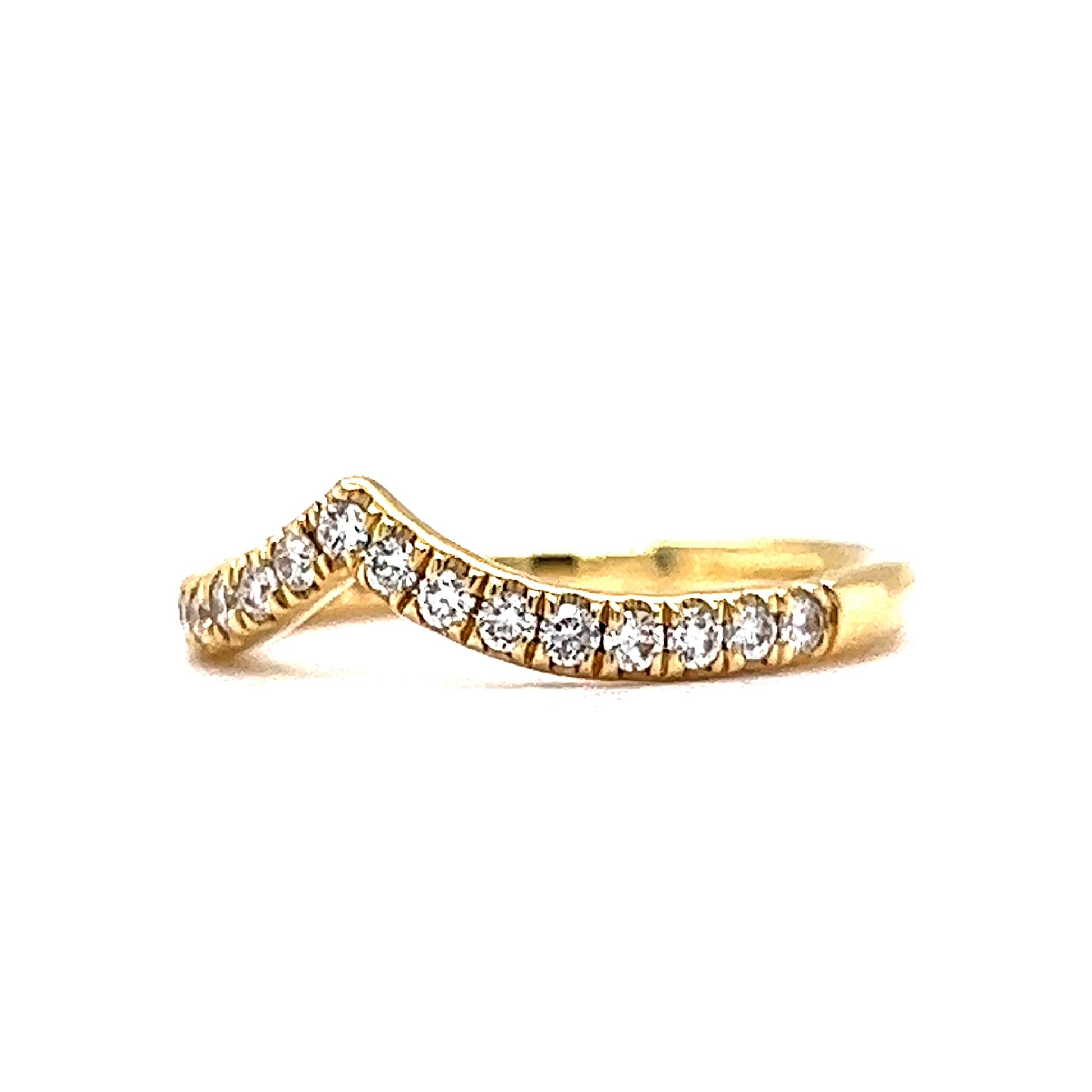 .29 Pointed Diamond Wedding Band in 14k Yellow GoldComposition: 14 Karat Yellow Gold Ring Size: 6.5 Total Diamond Weight: .29ct Total Gram Weight: 2.4 g Inscription: 14k 
      