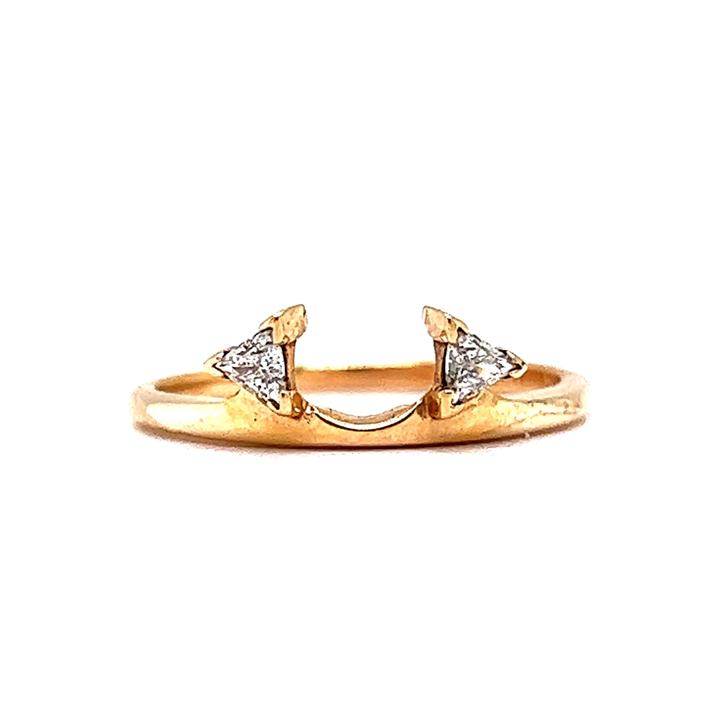 Yellow Gold Triangle Cut Diamond Wedding Ring Guard in 14k
