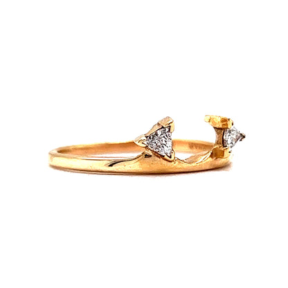 Yellow Gold Triangle Cut Diamond Wedding Ring Guard in 14k