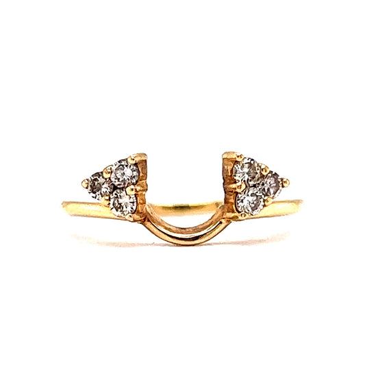 Yellow Gold Cluster Diamond Wedding Ring Guard in 14k