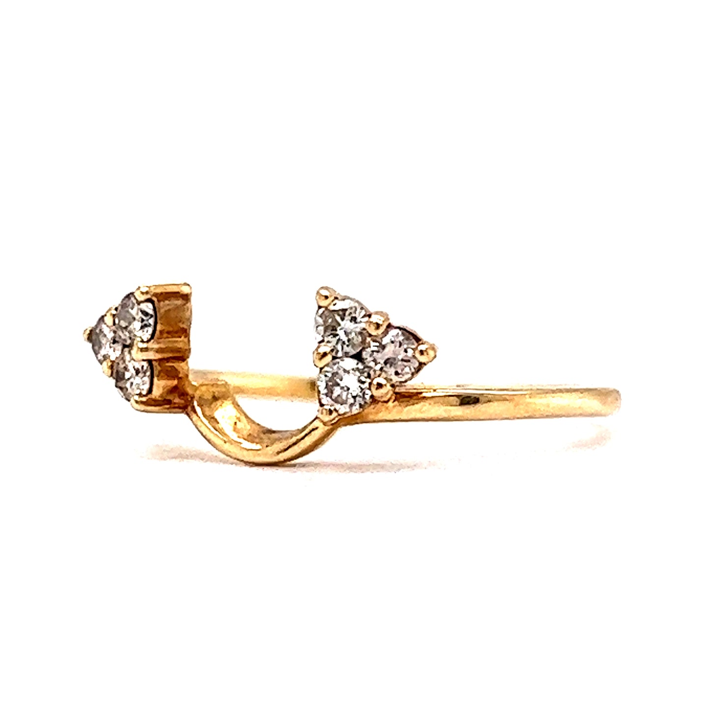 Yellow Gold Cluster Diamond Wedding Ring Guard in 14k