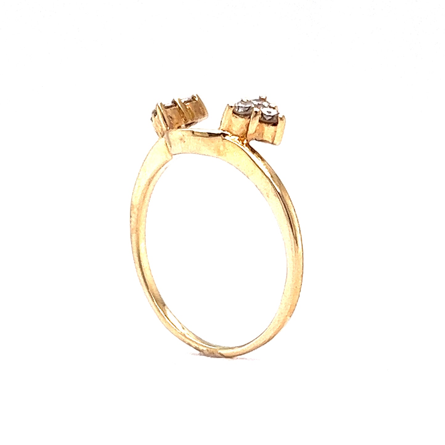 Yellow Gold Cluster Diamond Wedding Ring Guard in 14k