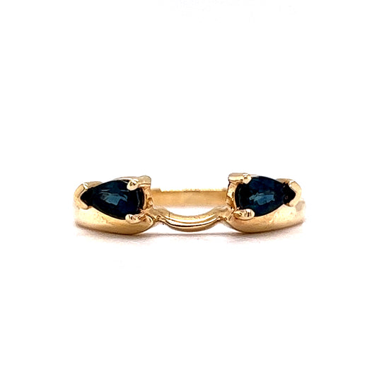 Sapphire Ring Guard Wedding Band in 14k Yellow Gold