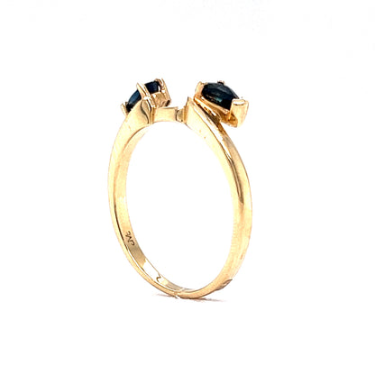 Sapphire Ring Guard Wedding Band in 14k Yellow Gold