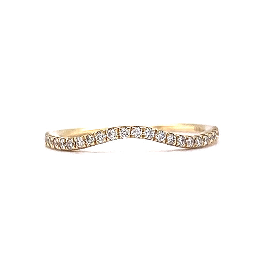 .18 Curved Diamond Wedding Band in Yellow Gold