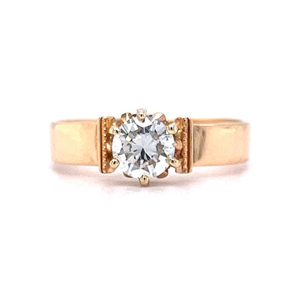 Vintage Victorian .63 Round Brilliant Diamond Engagement Ring in 18k Yellow Gold