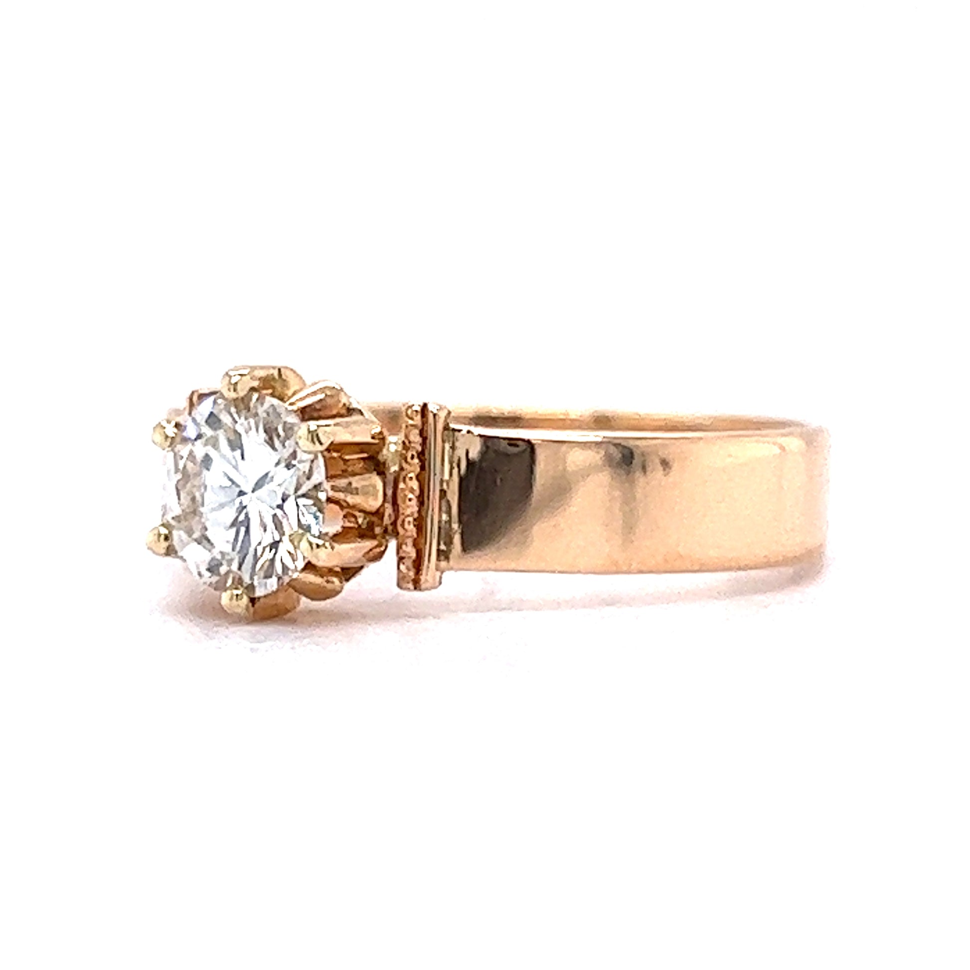 Vintage Victorian .63 Round Brilliant Diamond Engagement Ring in 18k Yellow GoldComposition: 18 Karat Yellow Gold Ring Size: 7.5 Total Diamond Weight: .63ct Total Gram Weight: 3.4 g Inscription: 18k
      