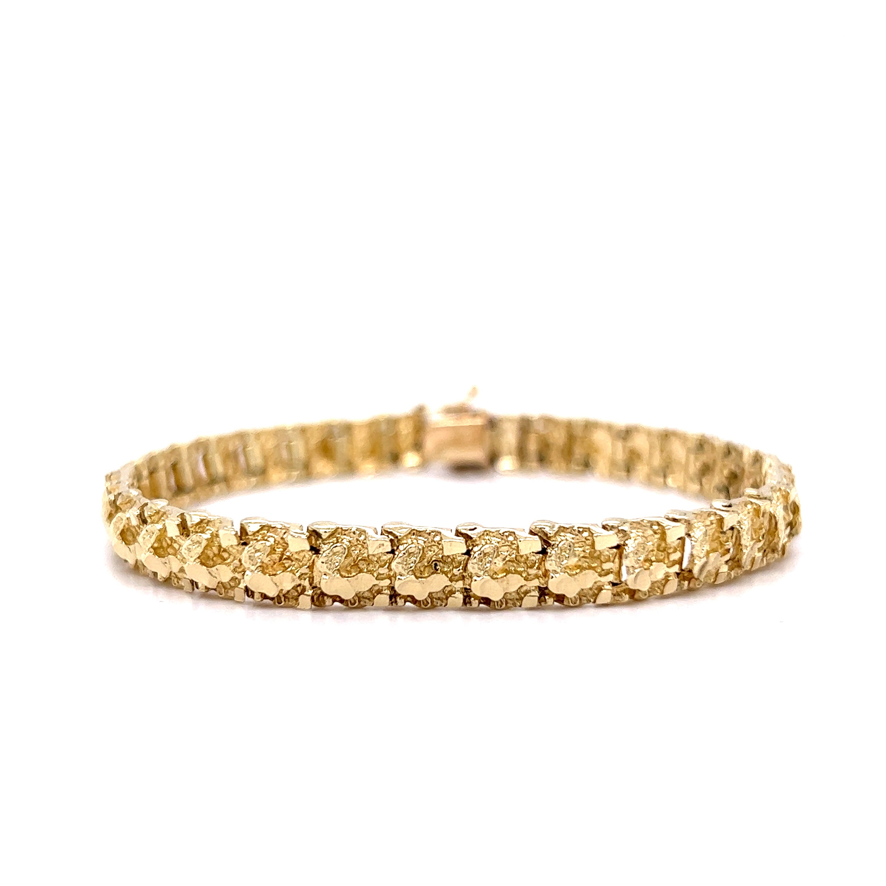 Men's 5.5mm Wide Gold Nugget Link Bracelet - Alaska Jewelry
