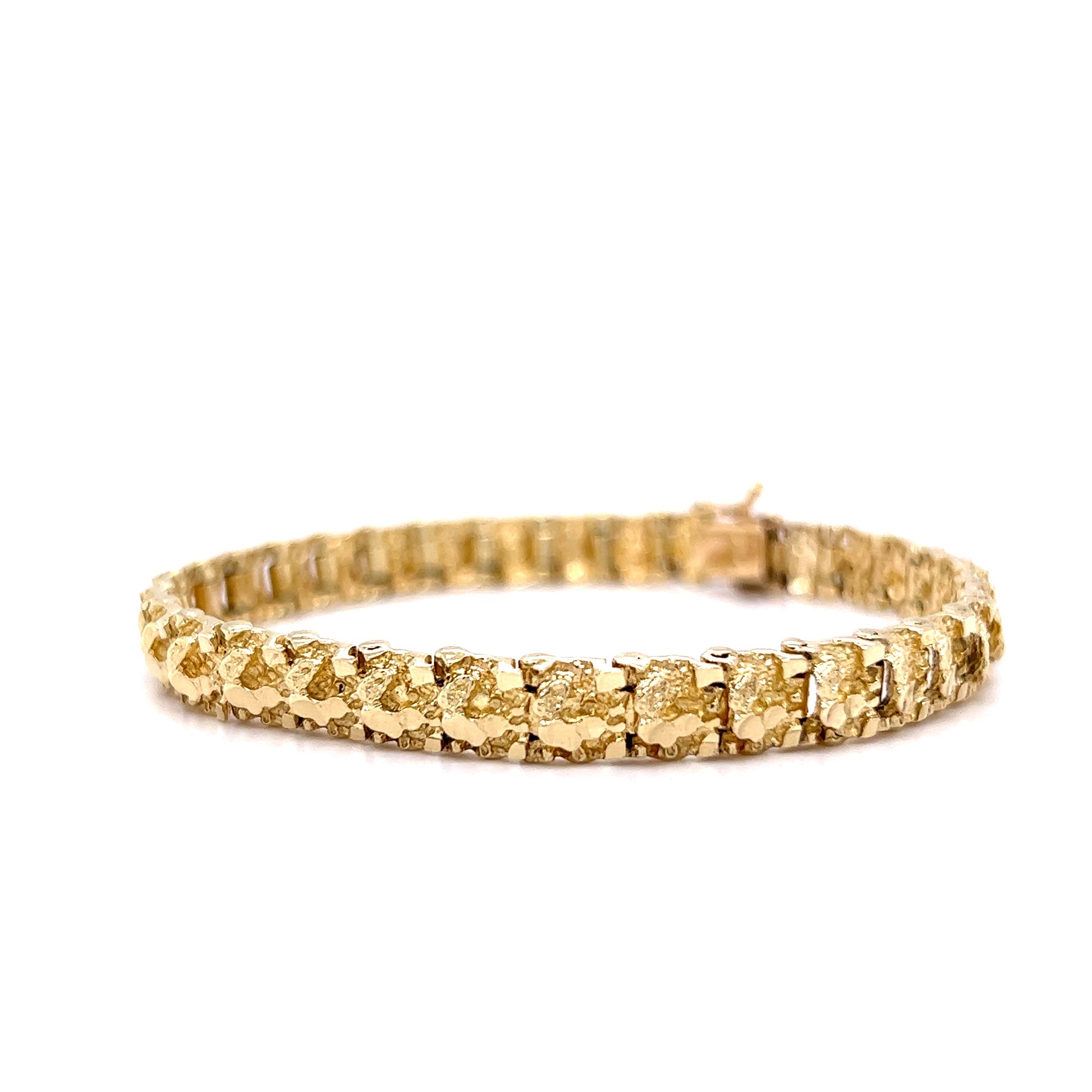 Gold Nugget Bracelet in 14k & 24k Yellow GoldComposition: 14 Karat Yellow GoldTotal Gram Weight: 17.6 gInscription: 14k