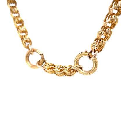 Vintage Victorian Rolo Link Chain Necklace in 9k Yellow Gold