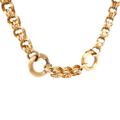 Vintage Victorian Rolo Link Chain Necklace in 9k Yellow Gold