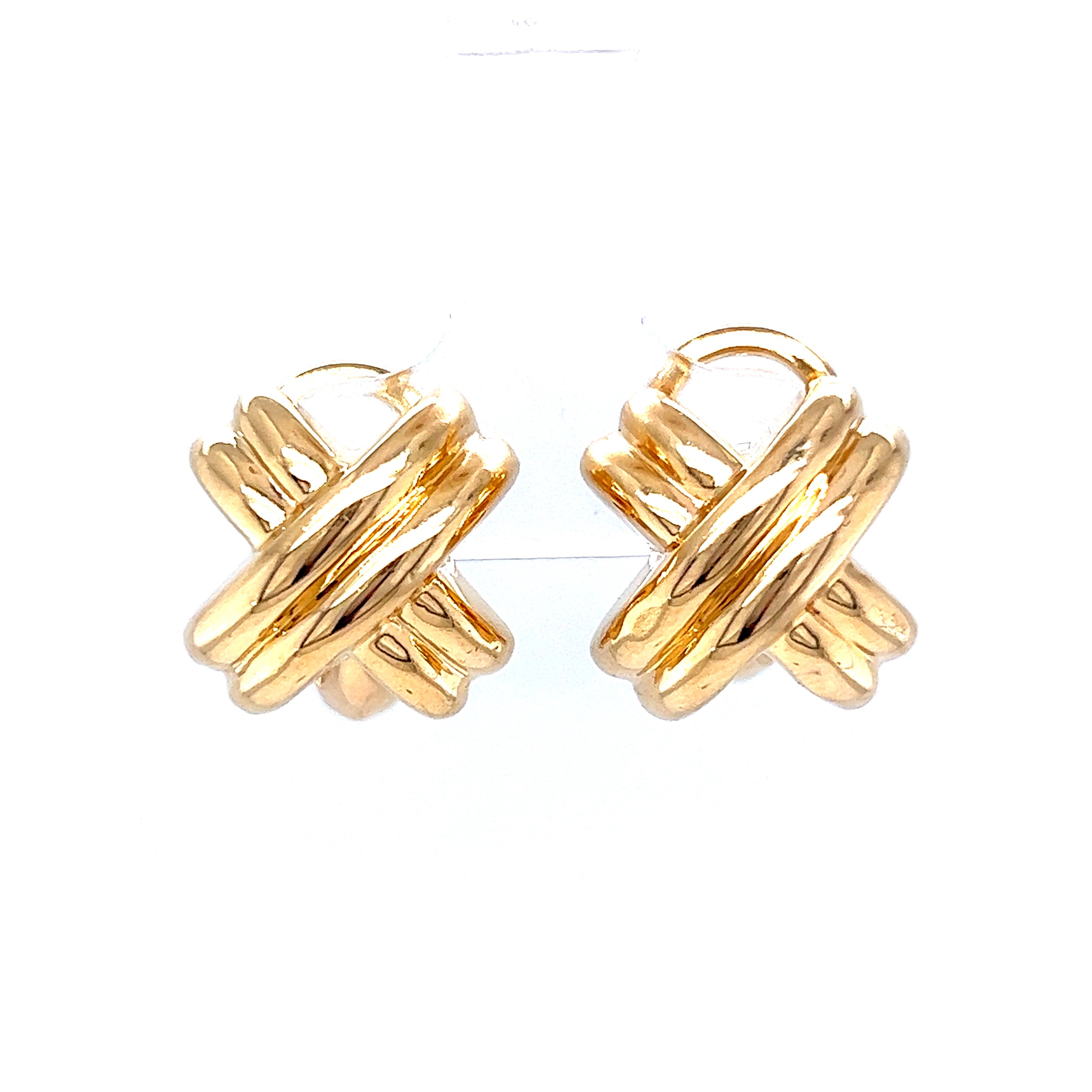 X Shaped Earring Studs in 14k Yellow Gold - Filigree Jewelers