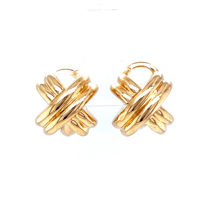 X Shaped Earring Studs in 14k Yellow Gold