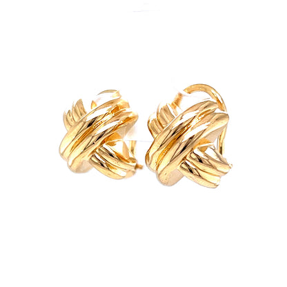 X Shaped Earring Studs in 14k Yellow Gold