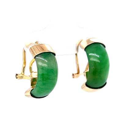 Small Jadeite Hoop Earrings in 18k Yellow Gold