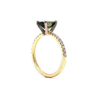 1.65 Demantoid Garnet Engagement Ring in 14K Yellow Gold