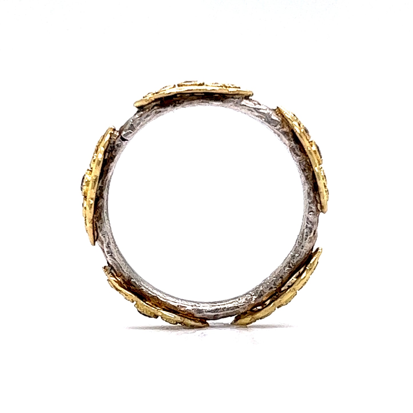 Diamond Armenta Stacking Ring in Silver & 18k Gold