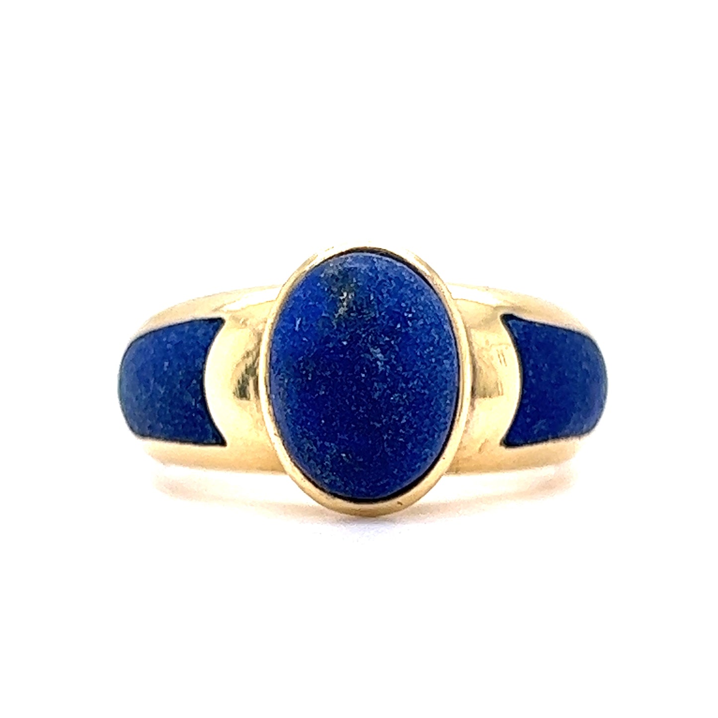 Right Hand Ring Modern 2.04 Cabochon Cut Lapis Lazuli in 18k Yellow Gold