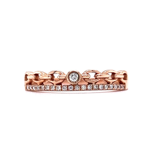 Stacked Diamond Chain Ring in 14k Rose Gold