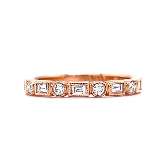 .30 Round & Baguette Diamond Wedding Band in Rose Gold