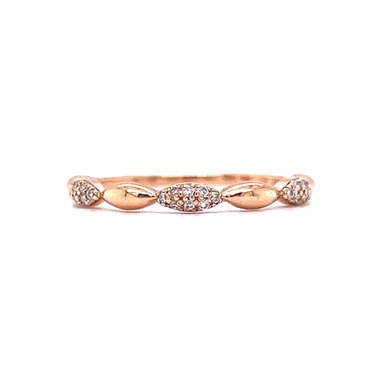 Rose Gold Pave Diamond Wedding Band w/ .10 Carats