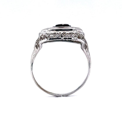 Antique Art Deco Camphor Glass Ring in 14k White Gold