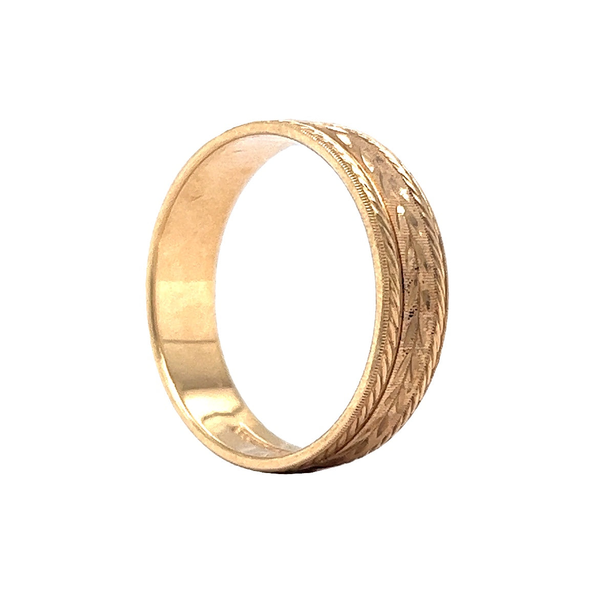 Vintage Retro Men's Wedding Band in 14k Yellow Gold