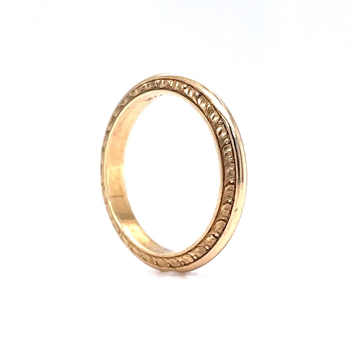 Vintage Retro Engraved Wedding Band in 14k Yellow Gold