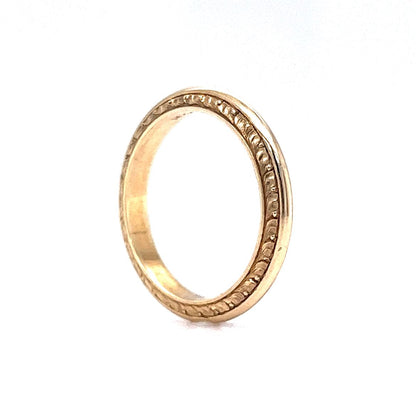 Vintage Retro Engraved Wedding Band in 14k Yellow Gold