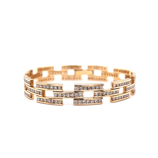 3.78 Round Brilliant Diamond Link Bracelet in 14k Yellow Gold
