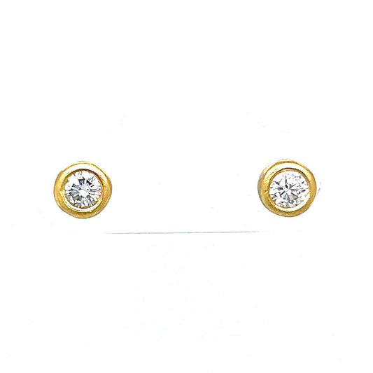 .28 Bezel Diamond Stud Earring 14k Yellow Gold