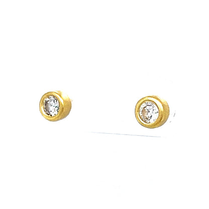 .28 Bezel Diamond Stud Earring 14k Yellow Gold