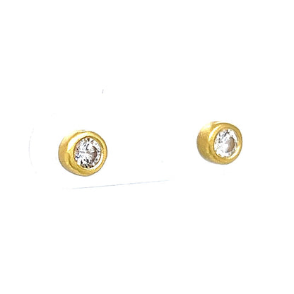 .28 Bezel Diamond Stud Earring 14k Yellow Gold